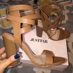 JUSTFAB Strappy tan heels